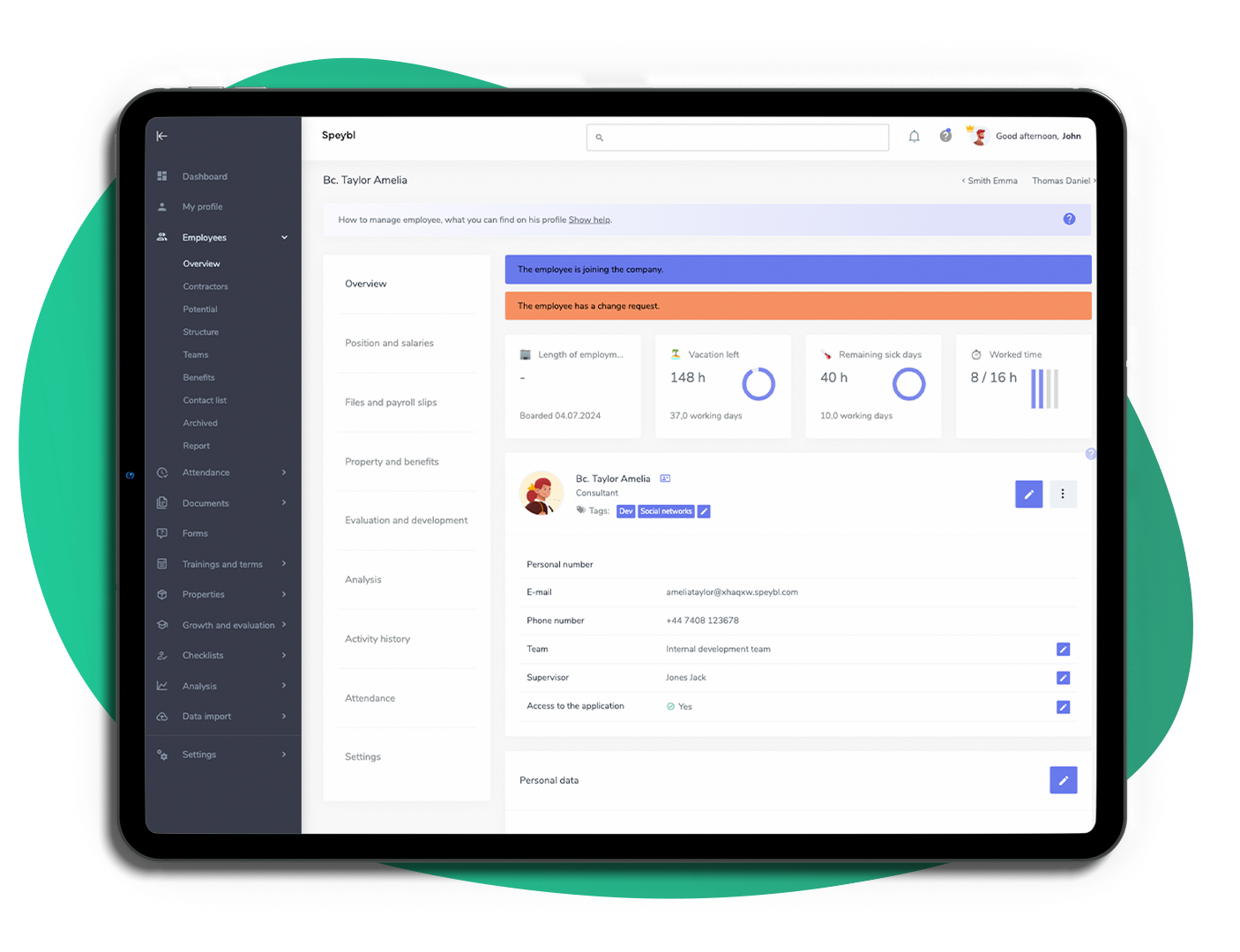 Online employee agenda