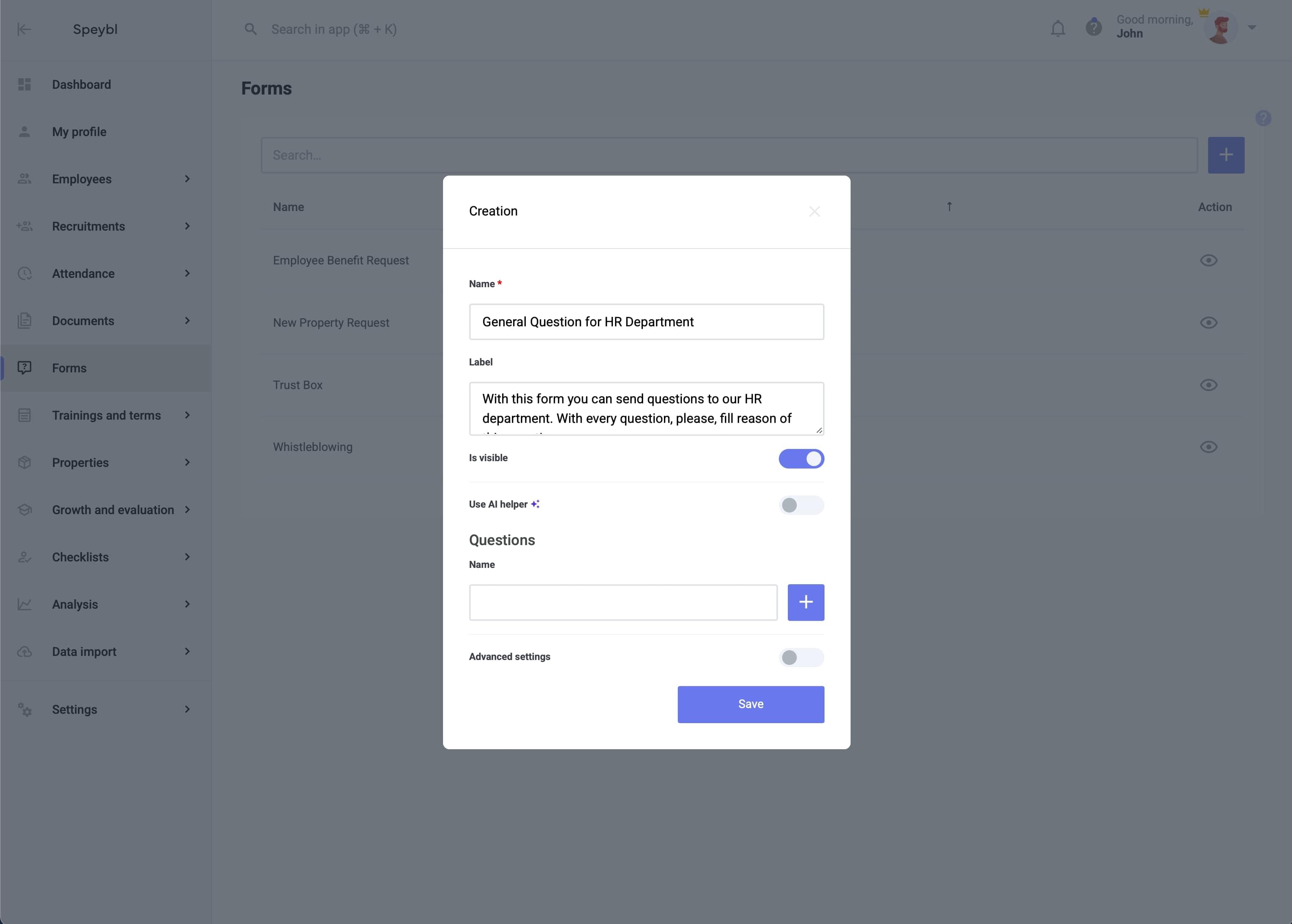 Forms and Questionnaires