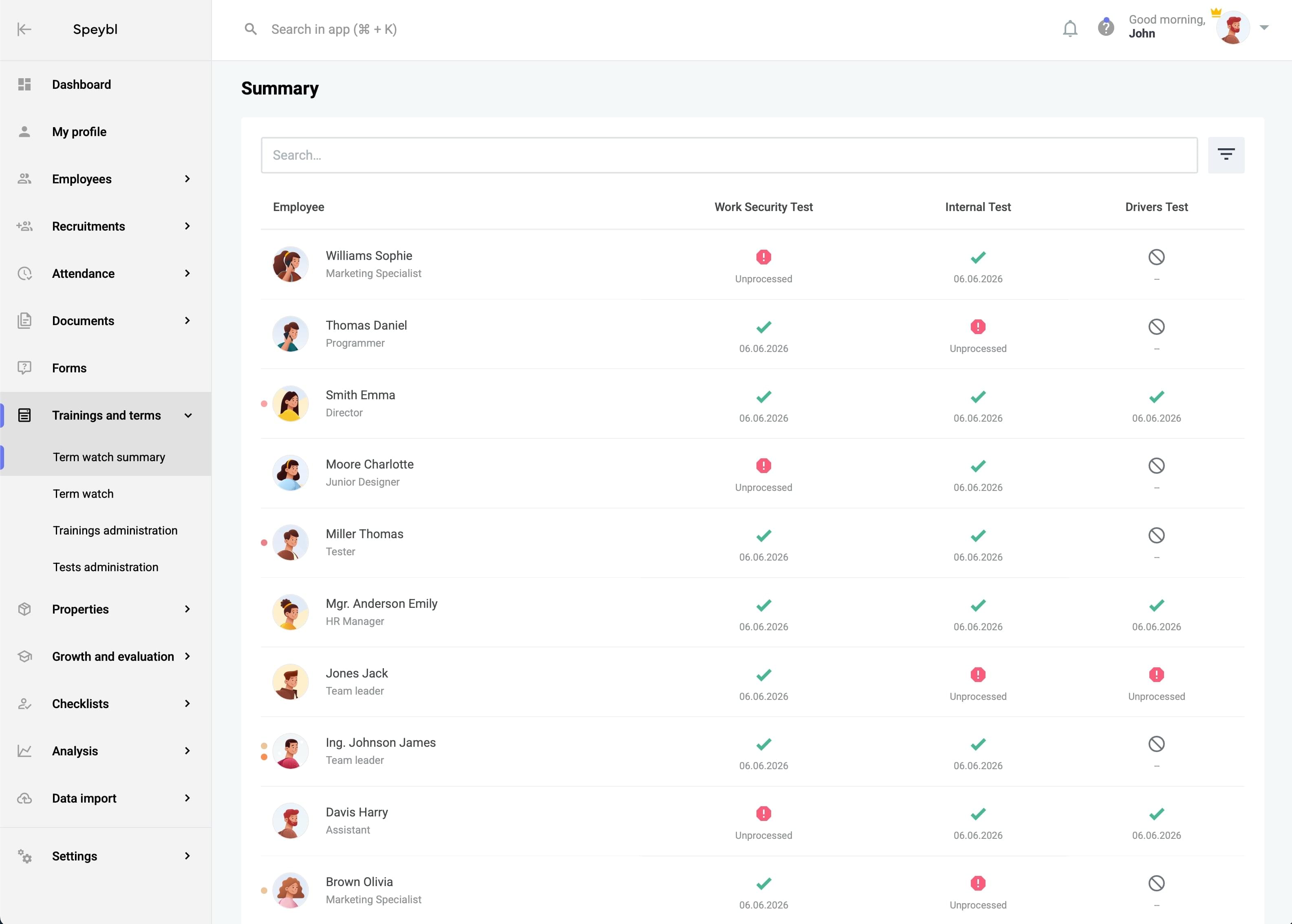 Automatic monitoring of deadlines and tests